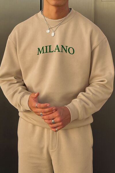 DM DOLCE MORE سترة رياضية مطبوعة من قماش ميلانو الممشط بثلاثة خيوط للجنسين