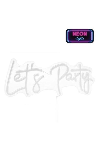 SHOPIENS Lampa LED Neon Colorat 'Let's Party' cu Cablu USB 1.8m 40x17.5cm