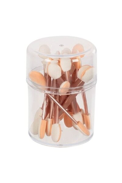 SHOPIENS Set 15 pensule duble pentru fard de pleoape roz auriu în cutie acril...