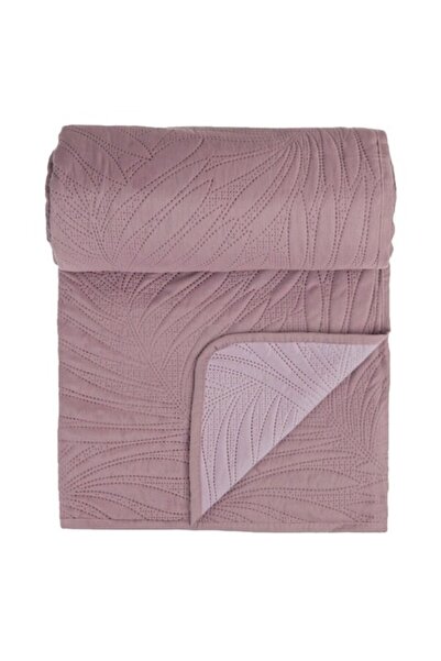 SHOPIENS Double-Sided Reversible Dark Pink Bedspread with Embossed Leaves 220x240cm