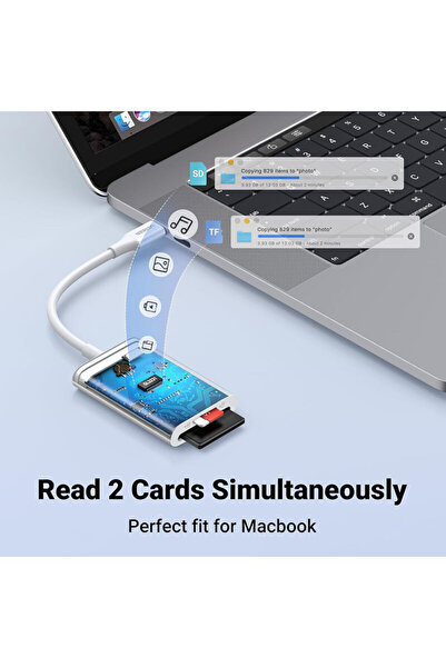 Ugreen Adaptor USB-C, card reader TF/SD Ugreen, 170 MB/s, alb, 35506