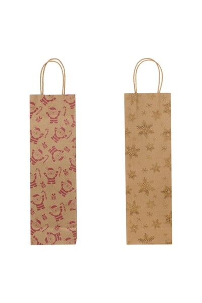 SHOPIENS Set 2 pungi cadou Shopiens® cu model folie pentru sticle de vin, 12 ...