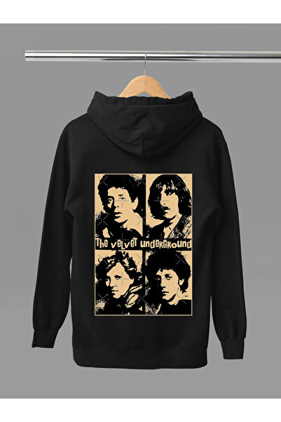 MAGORS سترة روك مخملية مطبوعة من القطن بأكمام طويلة وقلنسوة بثلاث خيوط