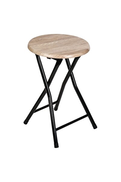 SHOPIENS Scaun metalic cu șezut din lemn Shopiens®, pliabil, maro, 30x47 cm