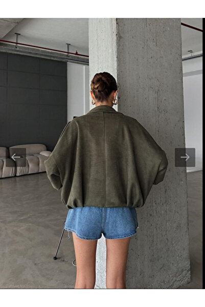 Bak'ap Τρεντ Βάιραλ Μπάτ Χαμηλό Μανίκι Oversize Σουέτ Μπόμπερ Τζάκετ