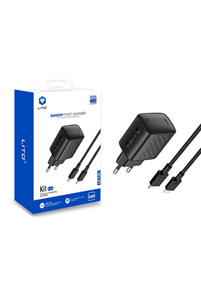 Lito Type-C PD20W wall charger with Lightning cable, black, LC13L