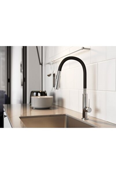 FERRO Baterie de bucătărie cu cioc flexibil și două funcții bej - Zumba3