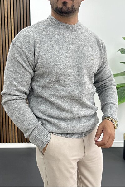 Edwox Чоловічий велосипедний комір Букле тканина Светр Сірий Edw419