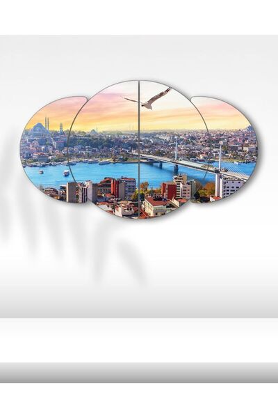 EVLOYA İstanbul Haliç ve Boğaz Manzarası - 4 Parçalı Tablo