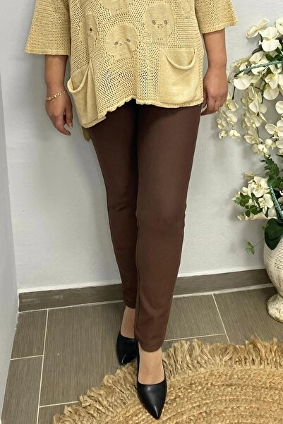 Mia Butik Women's Brown Punto Flared Trousers