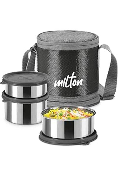 Generic MILTON Expando 2+1 Lunch Box (3 Stainless Steel Container, 320 ml, 320 ml, 500 ml) with Insulated Ja
