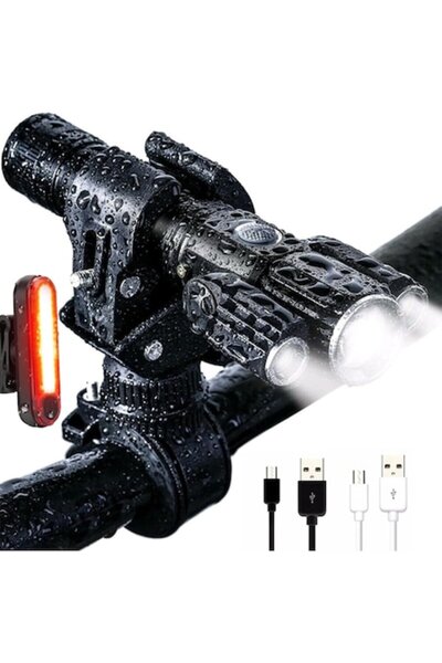 Novastride Set Lumini Bicicletă Față/Spate, Far Față de 500 Lumeni, Reîncărca...