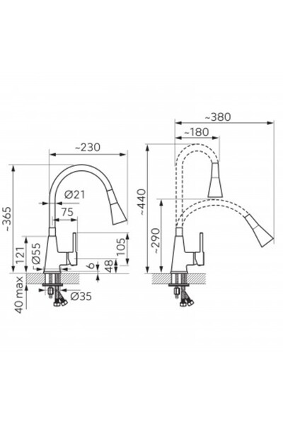 FERRO Baterie de bucătărie cu cioc flexibil cu două funcții bej - Zumba2