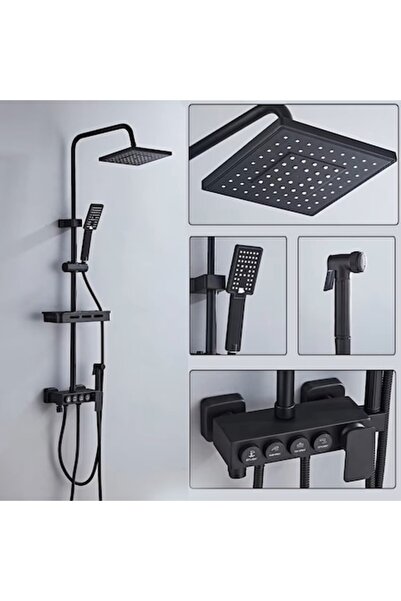 Novastride Coloană de duș multifuncțională - Inox &Aluminiu, set complet cu raft de depozitare