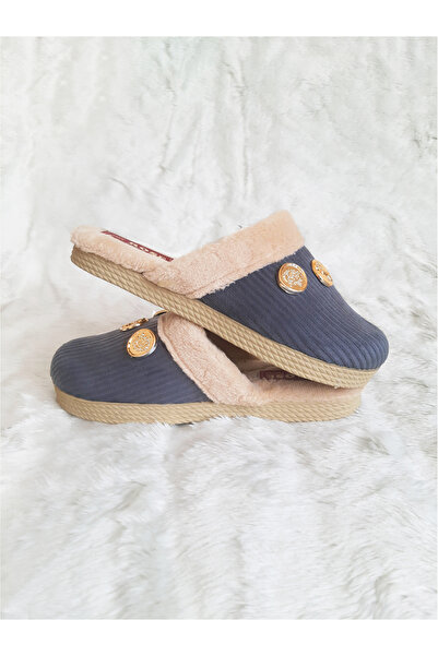 Efsun Medallion Detailed Plush Non-Slip Soft Thick Soled Hospitality Winter Women's House Slippers