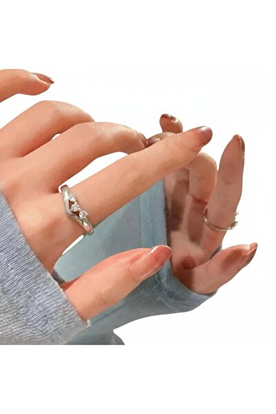 HOBİSY GIFT SHOP Adjustable Design Women's Ring – Silver Color Steel, Zircon ...