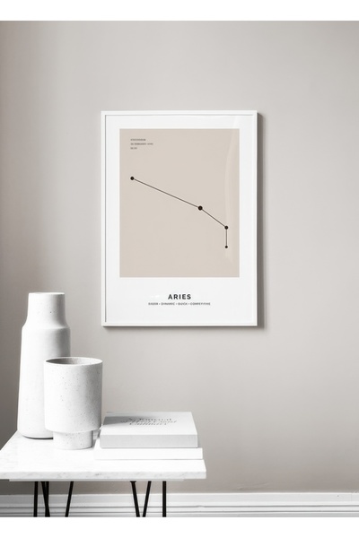 Thetic Constellation Beige Aries - Modern Aesthetic Frameless Premium Wall Poster