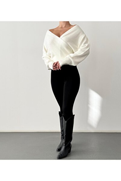 yeditepe fashion Soft Textured Tie-Up Double Breasted Elite Knitwear Sweater