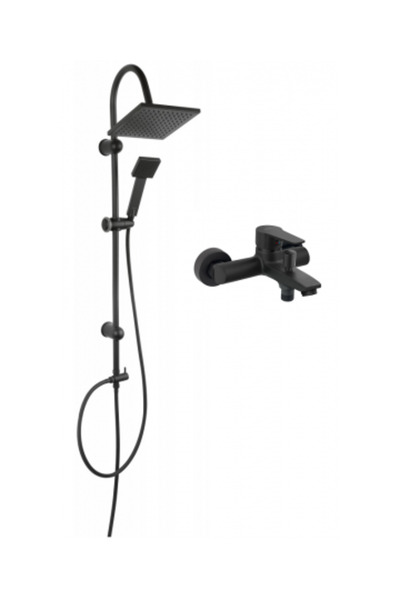 FERRO Set de dus cu dus fix si dus mobil culisant negru Squerto si Bateria perete cada-dus Ritto Black