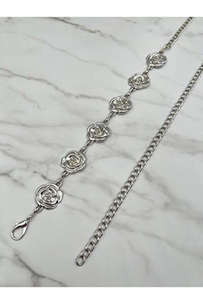 Mynoa Γυναικεία ζώνη με ασημί/ροζ σχέδιο, ζώνη με αλυσίδα, ζώνη μέσης, ζώνη παντελονιού, ζώνη μπουφάν,