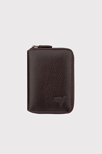 Garbalia Πορτοφόλι θήκης κάρτας Unisex Καφέ Αλυσίδα από γνήσιο δέρμα