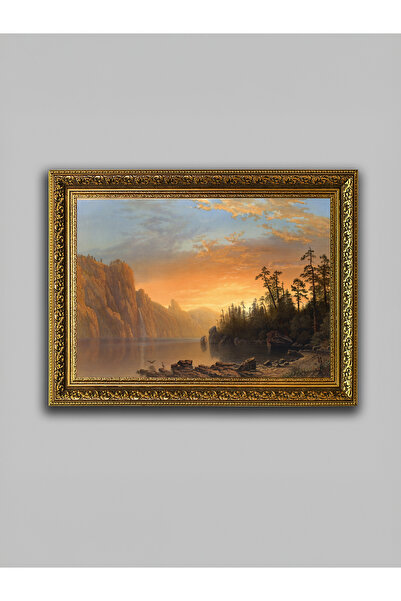 WoodyArts Gün Batımı Manzarası Tablo – Altın Eskitme Çerçeve