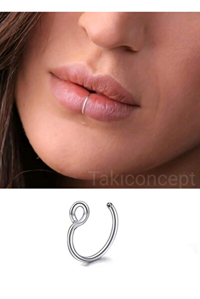 TakıConcept Çelik Deliksiz Dudak Piercing Fake Piercing