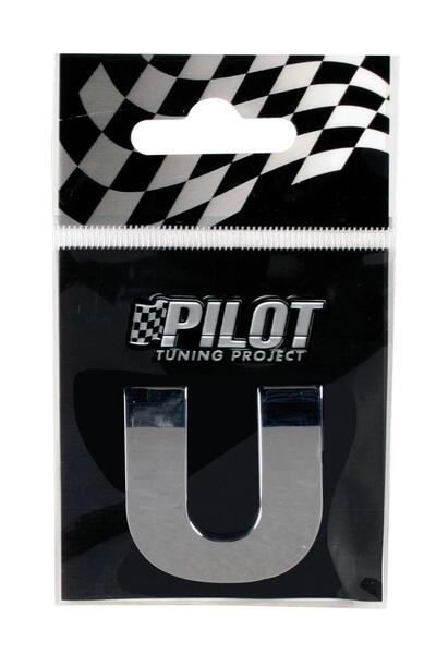 Lampa Ornament Autoadeziv Cromat 3D LAM07881, Litera "U", Înălțime 28 mm, Type 3