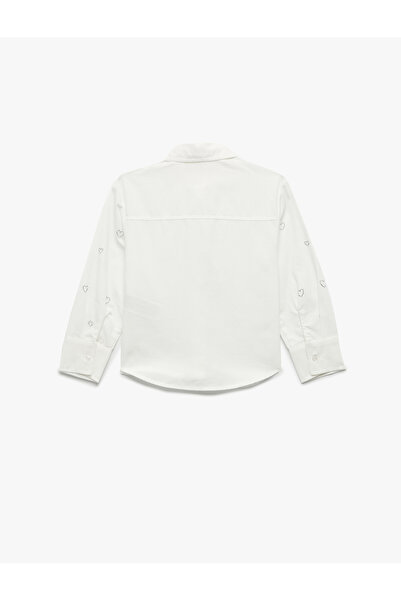 Koton Long Sleeve Heart Patterned Stone Detailed Cotton Shirt