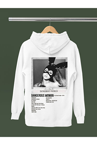 MAGORS Hanorac cu glugă din bumbac imprimat ARIANA GRANDE, cu mânecă lungă, cu 3 fire