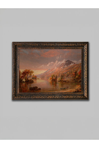 WoodyArts Tablou peisaj de toamnă – Cadru antic din bronz