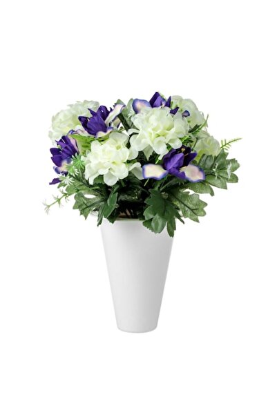 SHOPIENS Buchet de flori artificiale în ghiveci alb, 20x32 cm