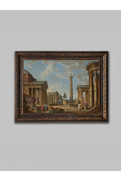 WoodyArts Tablou roman antic – Cadru antic maro