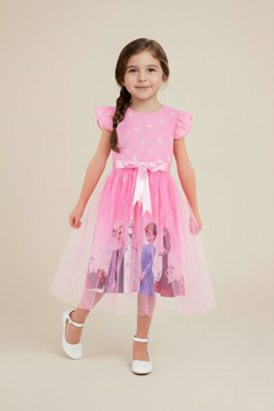 Ceylin Fashion Kız Çocuk Pembe Elsa Karlar Kraliçesi Doğum Günü Elbisesi CF-2...