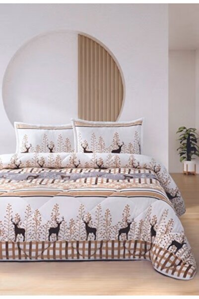 Merinos Comforter Quilt Set Double Size Deer Beige
