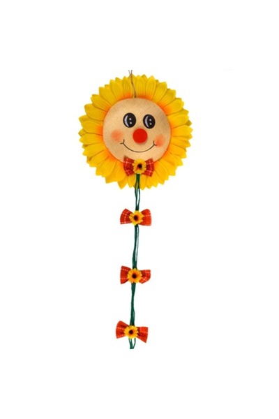 SHOPIENS ® Hanging Decoration in Sun Shape with Ribbons and Flowers, 90 cm