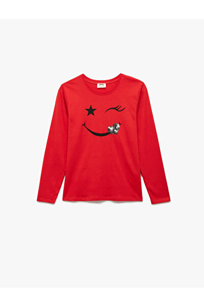 Koton Μακρυμάνικο μπλουζάκι με παγιέτες με λαιμόκοψη