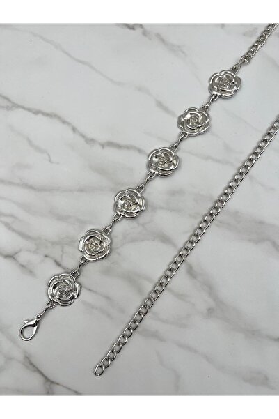 Mynoa Γυναικεία ζώνη με ασημί/ροζ σχέδιο, ζώνη με αλυσίδα, ζώνη μέσης, ζώνη παντελονιού, ζώνη μπουφάν,