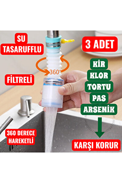 nelerbulurum 3 Pcs 360-Degree Rotatable Rust Sediment Chlorine Anti-Limescale Water Saving Faucet Head