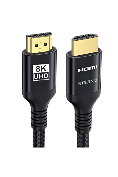 Etseinri Cablu HDMI 8K 4K, 15 m, împletit din nailon, cablu HDMI® de mare viteză, 48 Gbps