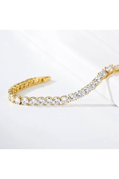 KESNUP Brățară tenis cu cristale de zirconiu, mărimea M, aur