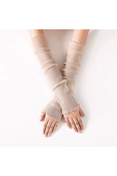 KESNUP Set of 2 fingerless gloves, type of hand cuffs, Beige