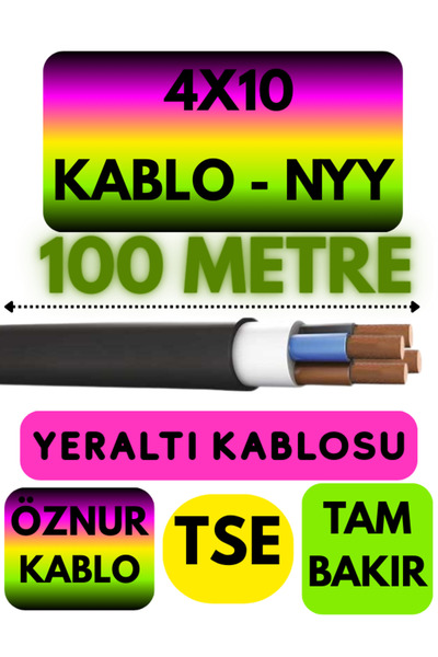 Avarson Öznur 4X10 NYY (Yeraltı Kablosu) Metre Seçenekli 100 METRE