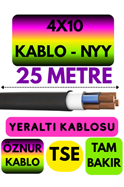Avarson Öznur 4X10 NYY (Yeraltı Kablosu) Metre Seçenekli 25 METRE
