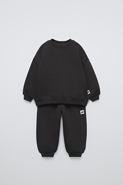 Magu Boys' Cotton Black Sweatshirt and Sweatpants Set - Comfortable Fit