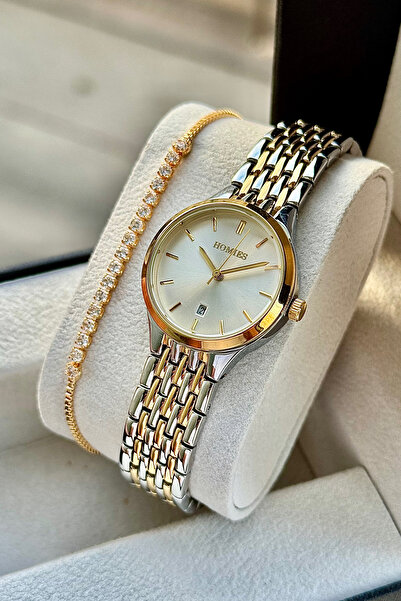 Homies ساعة يد نسائية كلاسيكية مع تقويم وعلبة هدايا أصلية وسوار هدية. CK736493