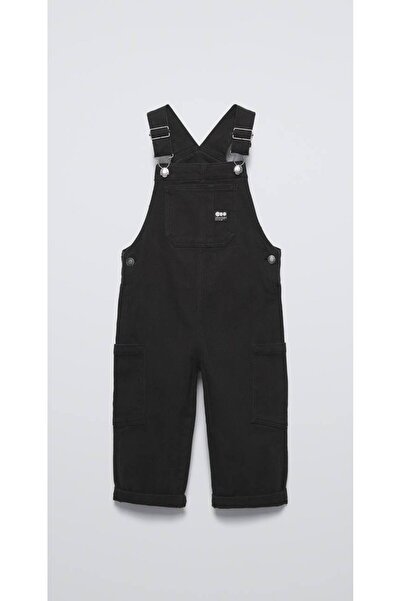OliveYouMom New Season Black Pocket Detailed Denim Salopet