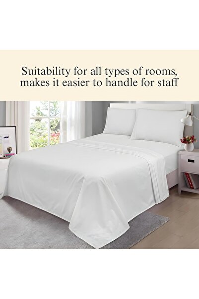 AL SAHIR GARMENT INDUSTRY L.L.C Soft & Durable Cotton Blend Flat Bed Sheet | 178x254cm | 220 Thread Count | Solid Pattern Single Fla
