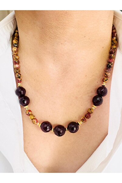 DEVİ fashion Natural Stone Design Necklace 50 cm