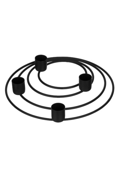 SHOPIENS Μεταλλική μαύρη θήκη κεριών Shopiens® με 4 κενά, 20 εκ.